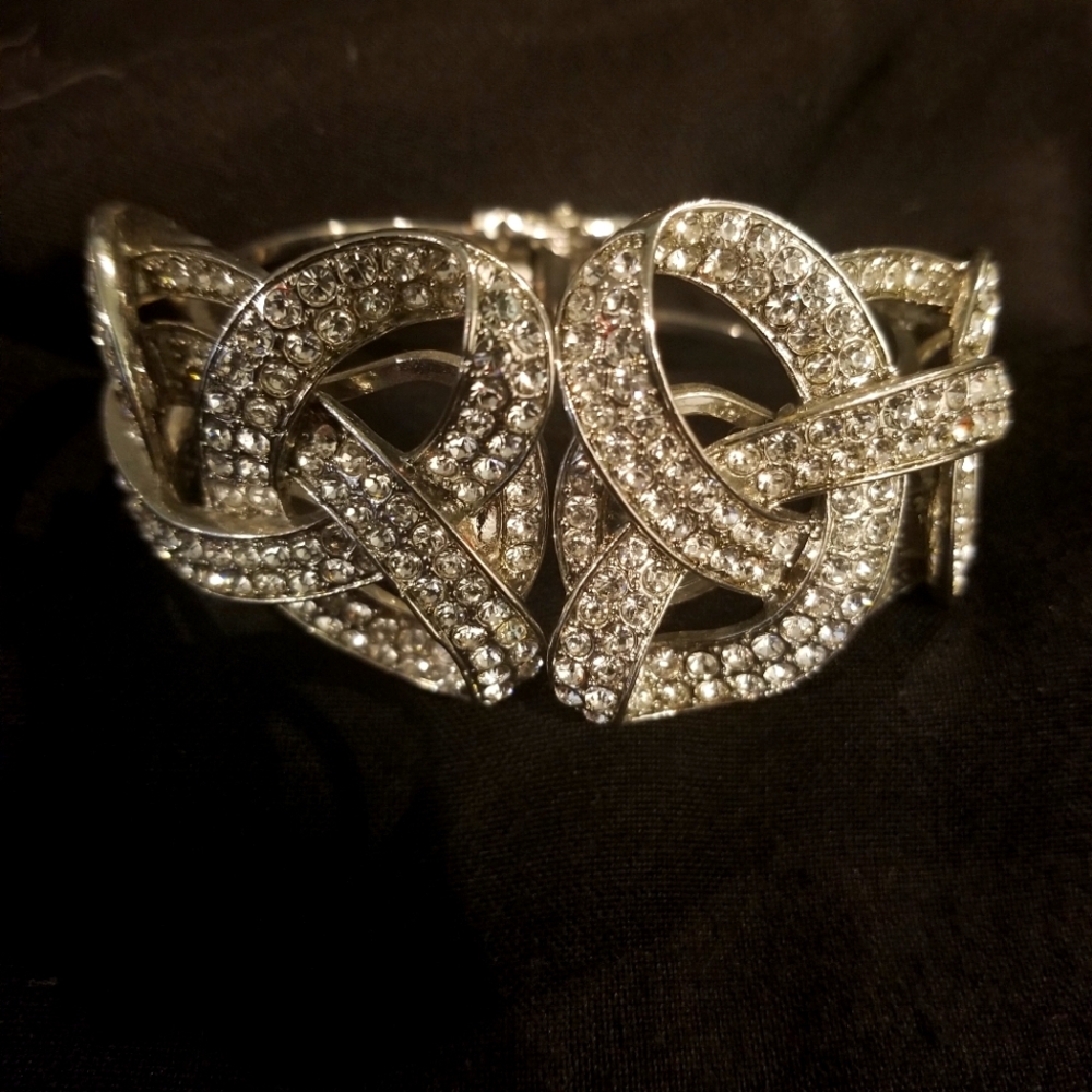 Rhinestone Cuff Hinge Bracelet